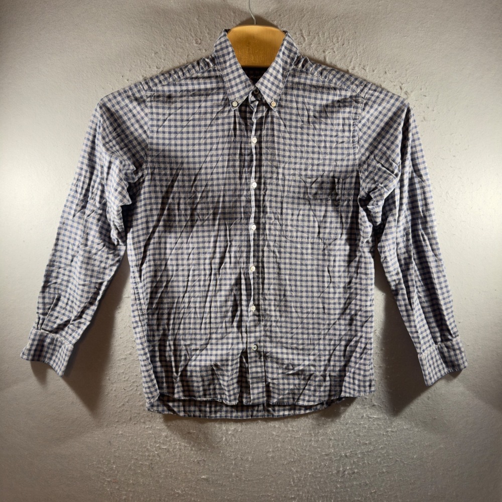 3013 | J.McLaughlin Modern Fit Gingham Check Button Down Shirt Blue Gray Mens M